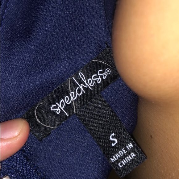 macy’s lace navy blue dress (big on model) - Picture 3 of 3